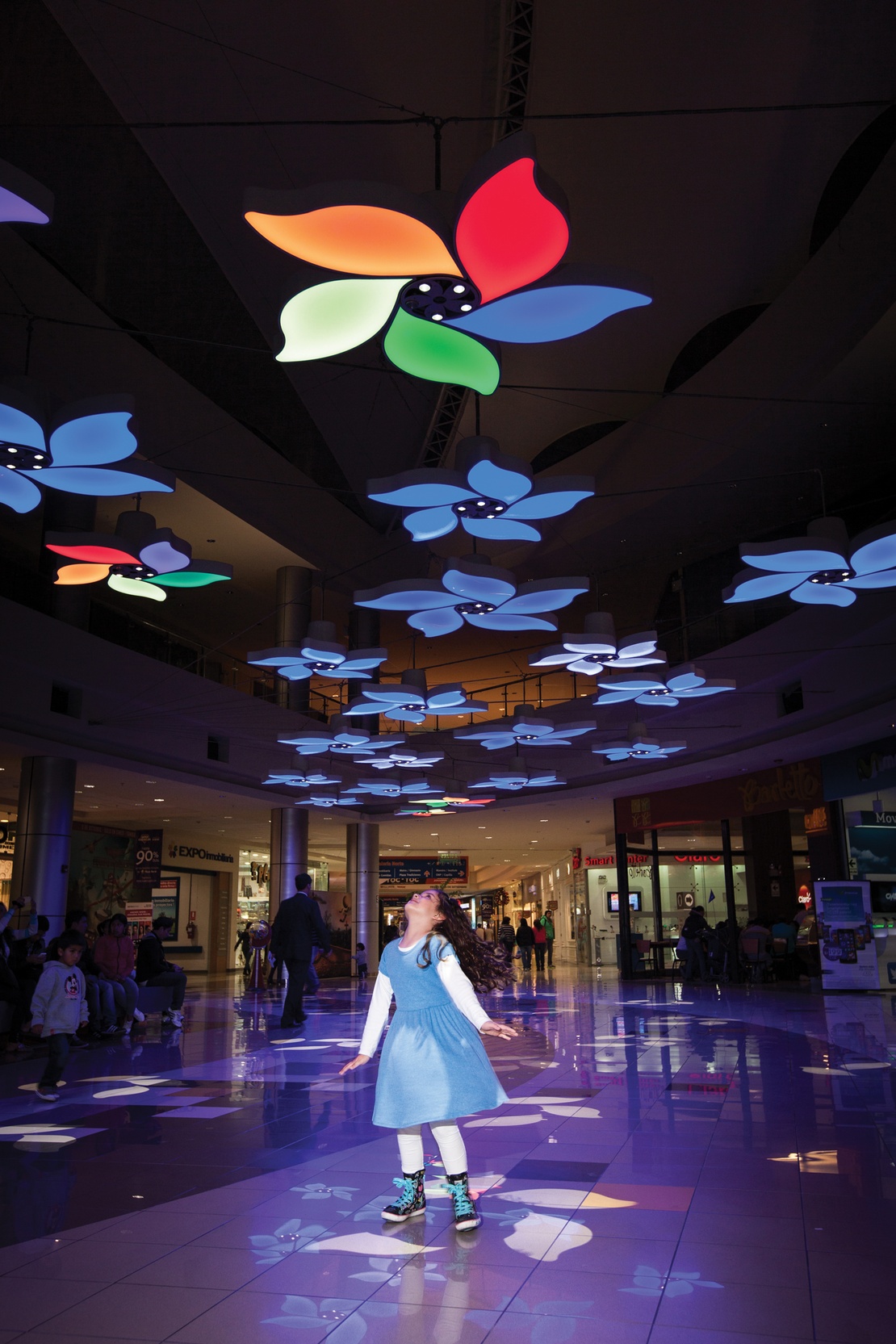 Light Garden (Interactive Installation in C.C. Plaza Norte), Peru; by Claudia Paz